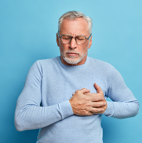 man having chest pain